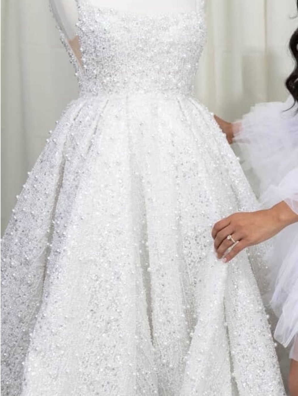 Women’s White Pearl Beaded Wedding Dress